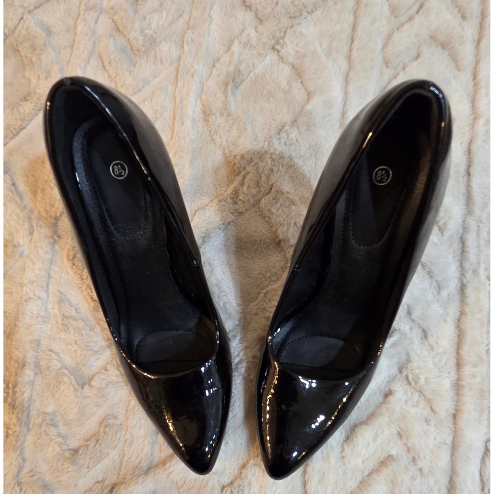 Black Patent Pointed Toe Stiletto‎ Pumps High Heels Womens Size 8.5 - Picture 2 of 11